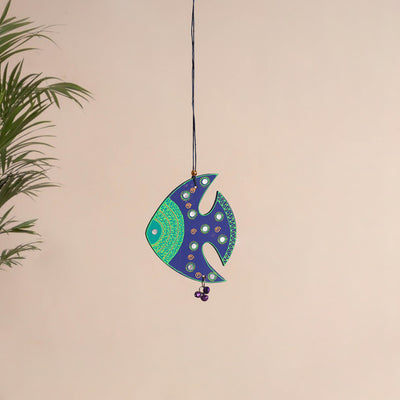 Fish - Abstract Pastel Handpainted Hand-Carved Wooden Hanging 21