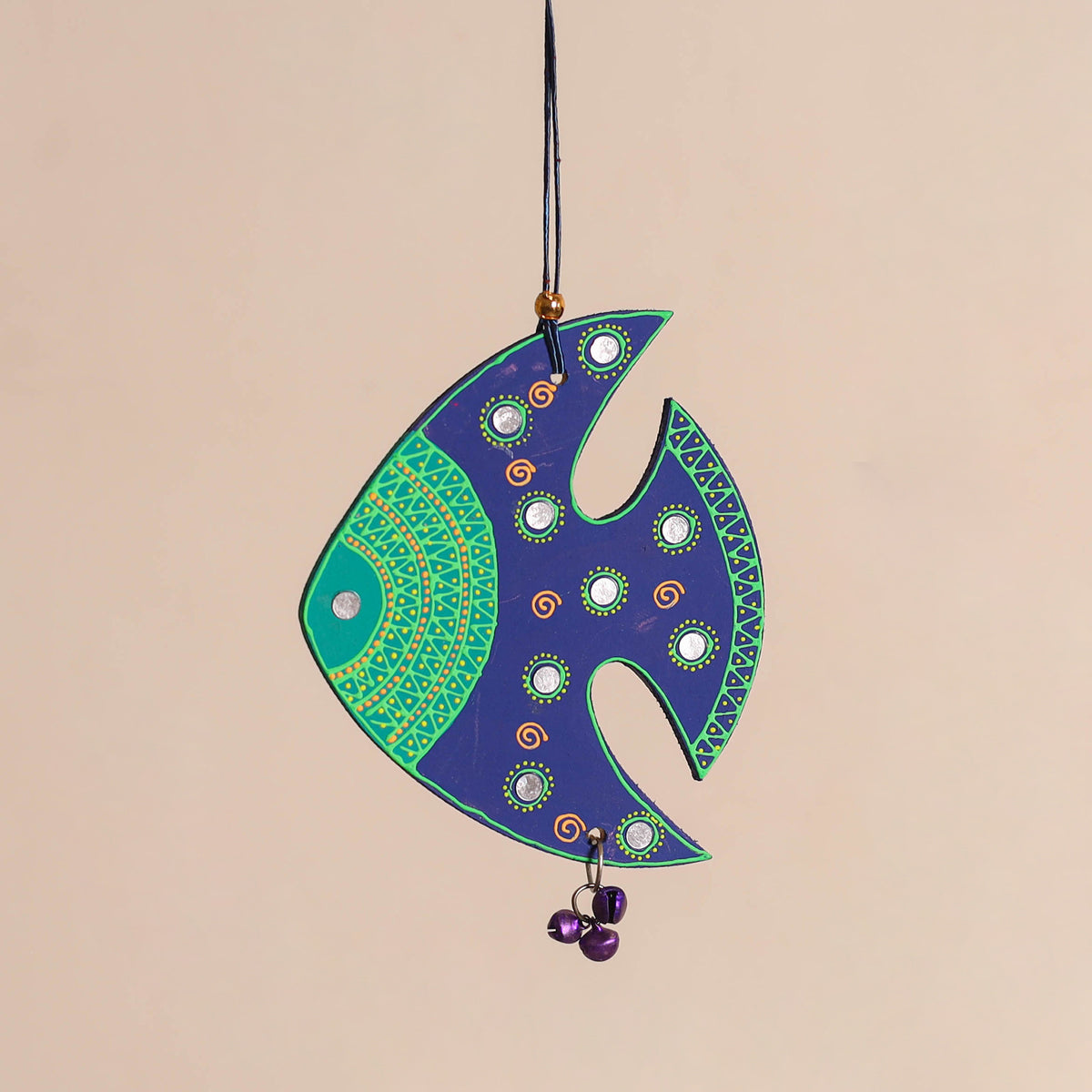 Fish - Abstract Pastel Handpainted Hand-Carved Wooden Hanging 21