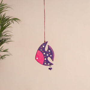 Fish - Abstract Pastel Handpainted Hand-Carved Wooden Hanging 22