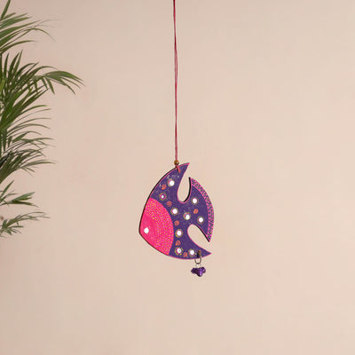 Fish - Abstract Pastel Handpainted Hand-Carved Wooden Hanging 22