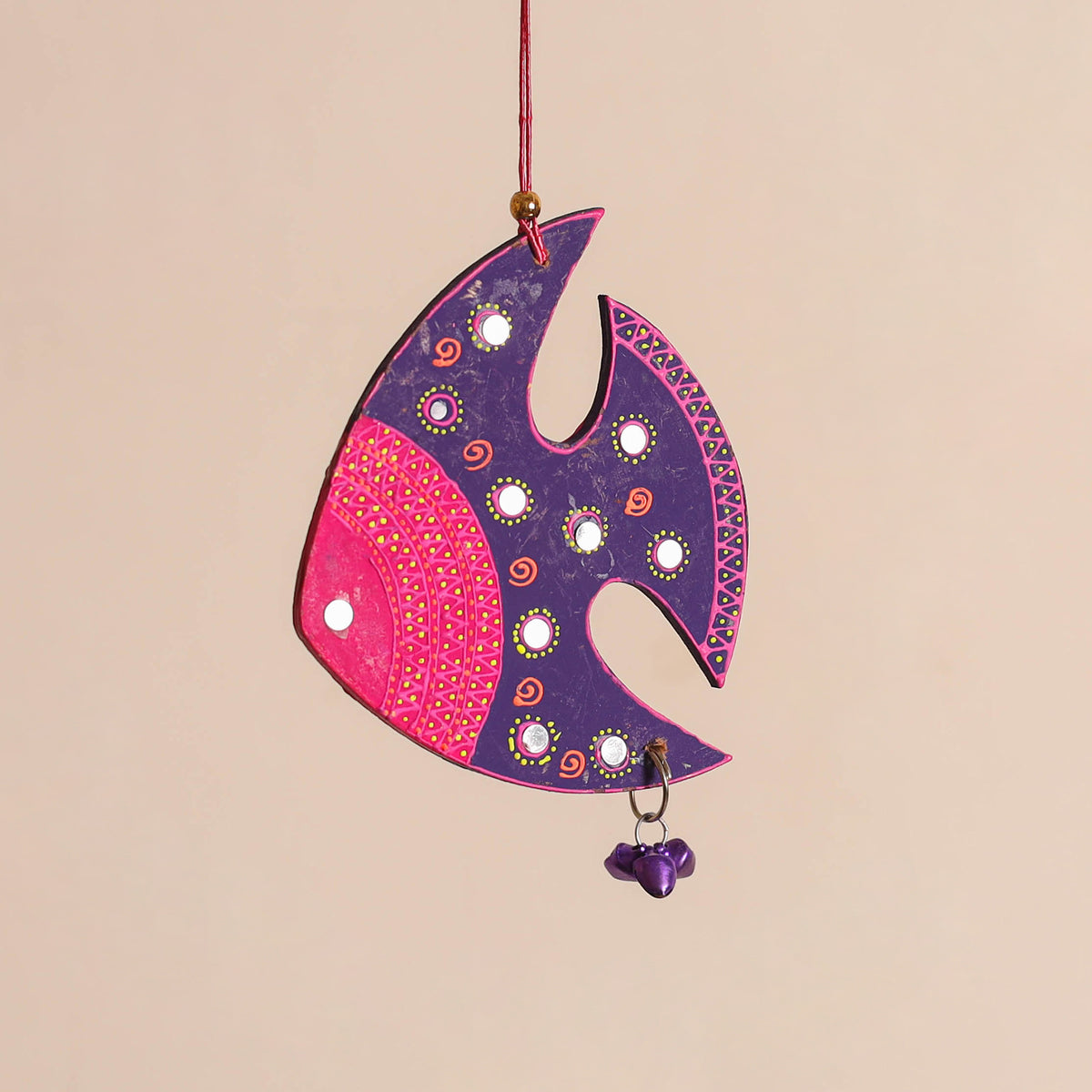 Fish - Abstract Pastel Handpainted Hand-Carved Wooden Hanging 22