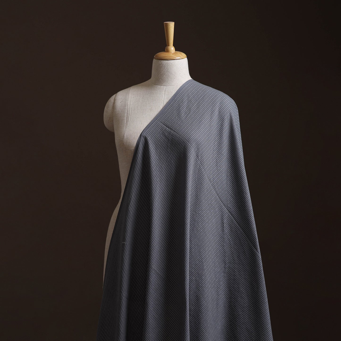 Grey - Prewashed Running Stitch Cotton Plain Fabric 07