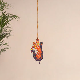 Peacock - Abstract Pastel Handpainted Hand-Carved Wooden Hanging 24