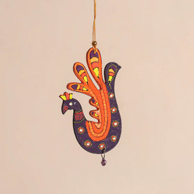 Peacock - Abstract Pastel Handpainted Hand-Carved Wooden Hanging 24