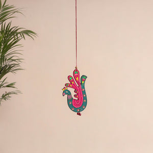 Peacock - Abstract Pastel Handpainted Hand-Carved Wooden Hanging 25