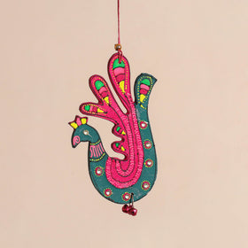 Peacock - Abstract Pastel Handpainted Hand-Carved Wooden Hanging 25