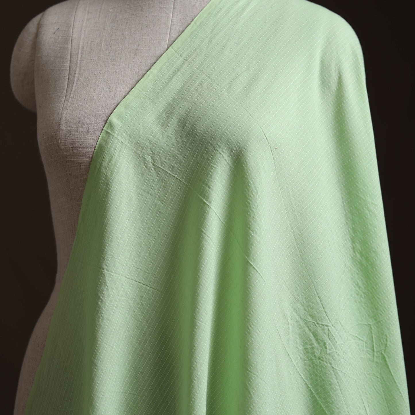 Lime Green - Prewashed Running Stitch Cotton Plain Fabric 26