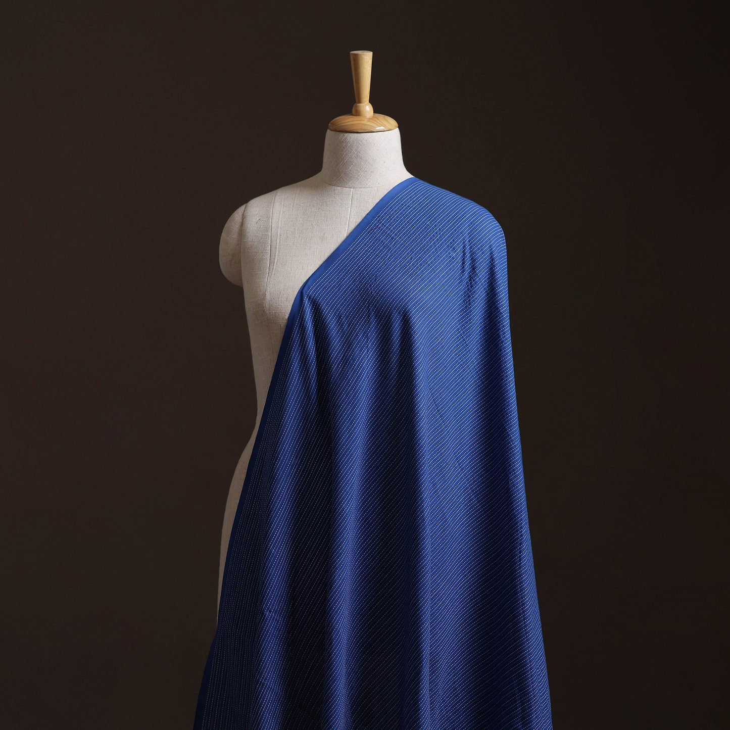 Blue - Prewashed Running Stitch Cotton Plain Fabric 19