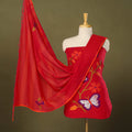 Buy 2pc Red Handloom Cotton Phulia Jamdani Dress Material