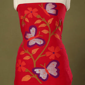 Buy 2pc Red Handloom Cotton Phulia Jamdani Dress Material