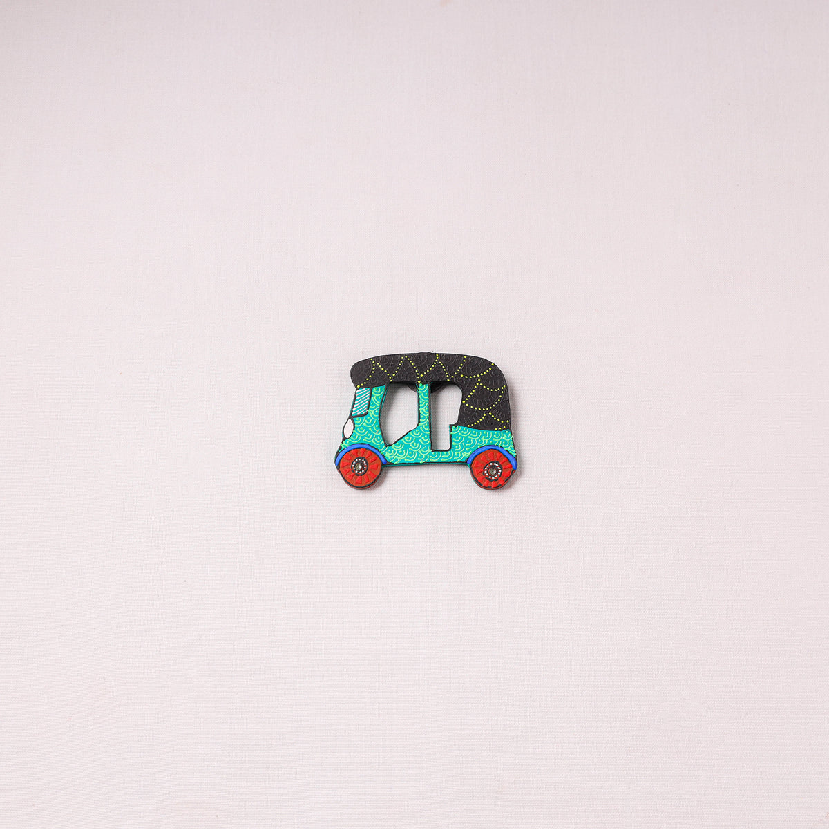 Auto Rickshaw - Handpainted Wooden Fridge Magnet 07