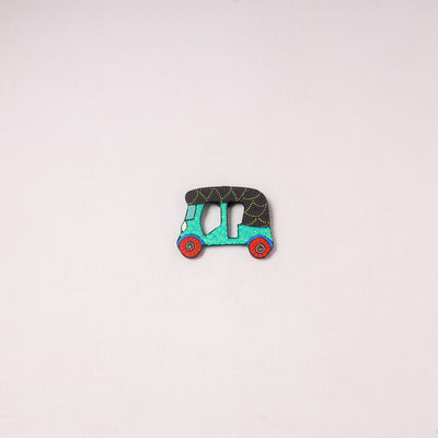 Auto Rickshaw - Handpainted Wooden Fridge Magnet 07
