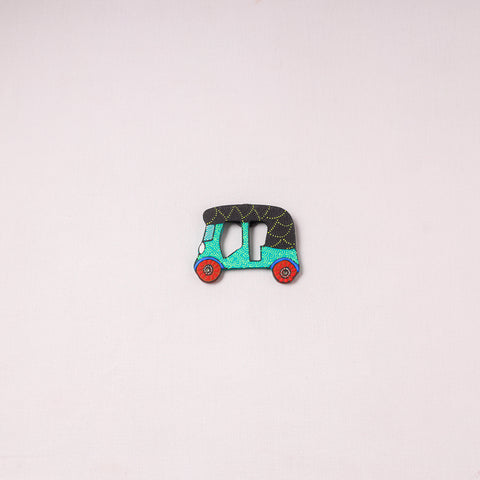 Auto Rickshaw - Handpainted Wooden Fridge Magnet 07