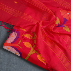 Buy 2pc Red Handloom Cotton Phulia Jamdani Dress Material