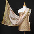  3pc Sanganeri Block Printed Chanderi Silk Suit Material Set 