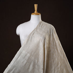 Beige - handwoven pure tussar silk kantha work fabric 13