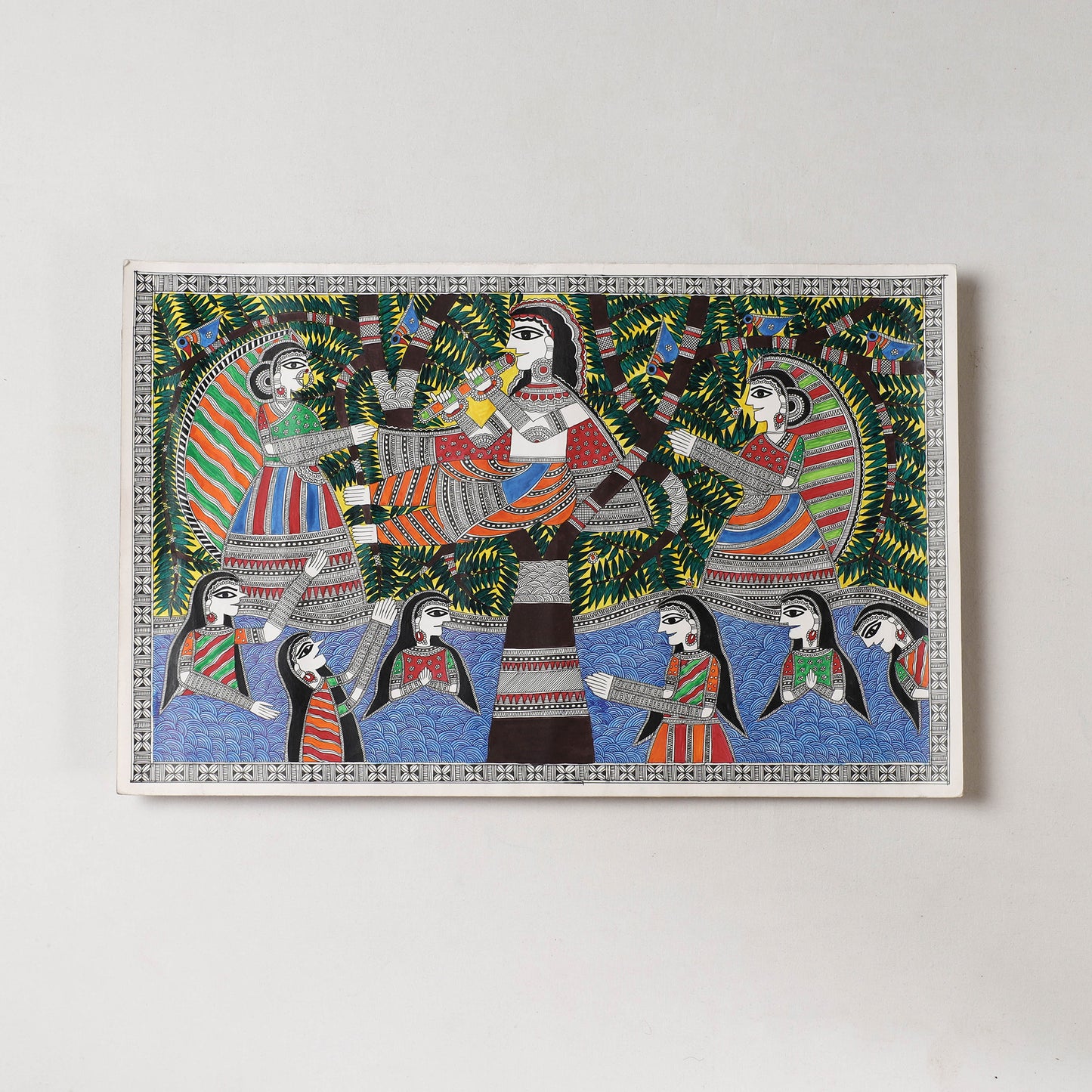 Madhubani Handpainted Painting by Hira Devi (14 x 22 in )