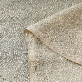 Beige - handwoven pure tussar silk kantha work fabric 13