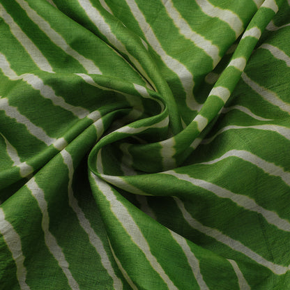 Green - Leheriya Tie-Dye Tussar Silk Handloom Fabric 45