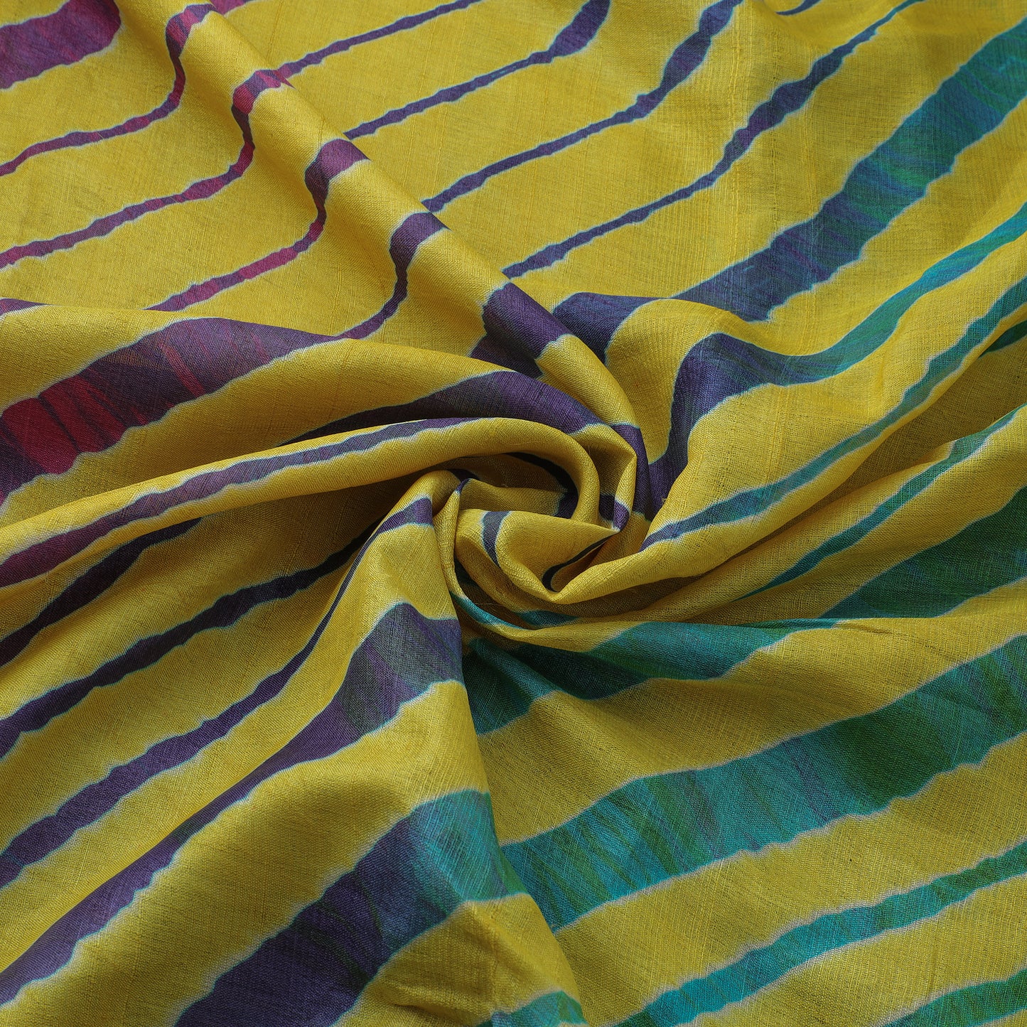 Yellow - Leheriya Tie-Dye Tussar Silk Handloom Fabric 46