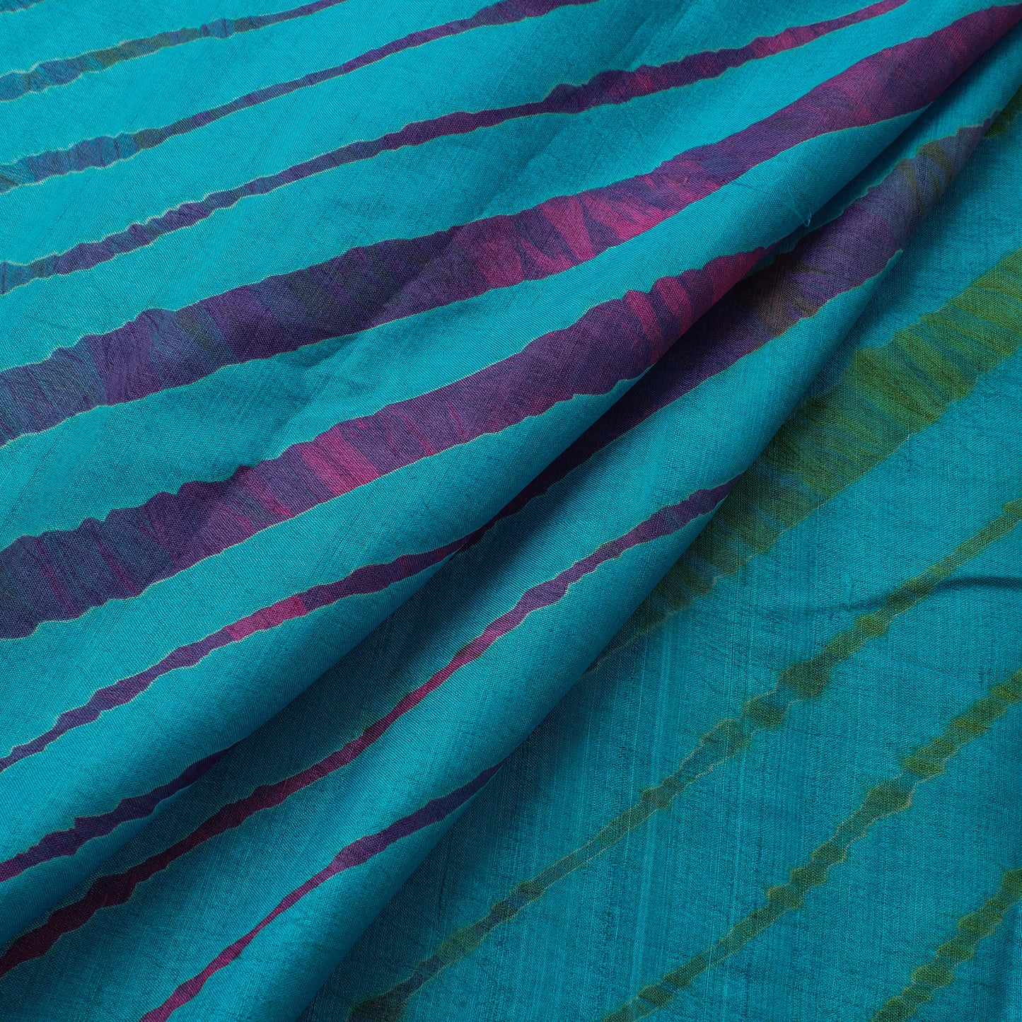 Blue - Leheriya Tie-Dye Tussar Silk Handloom Fabric 48