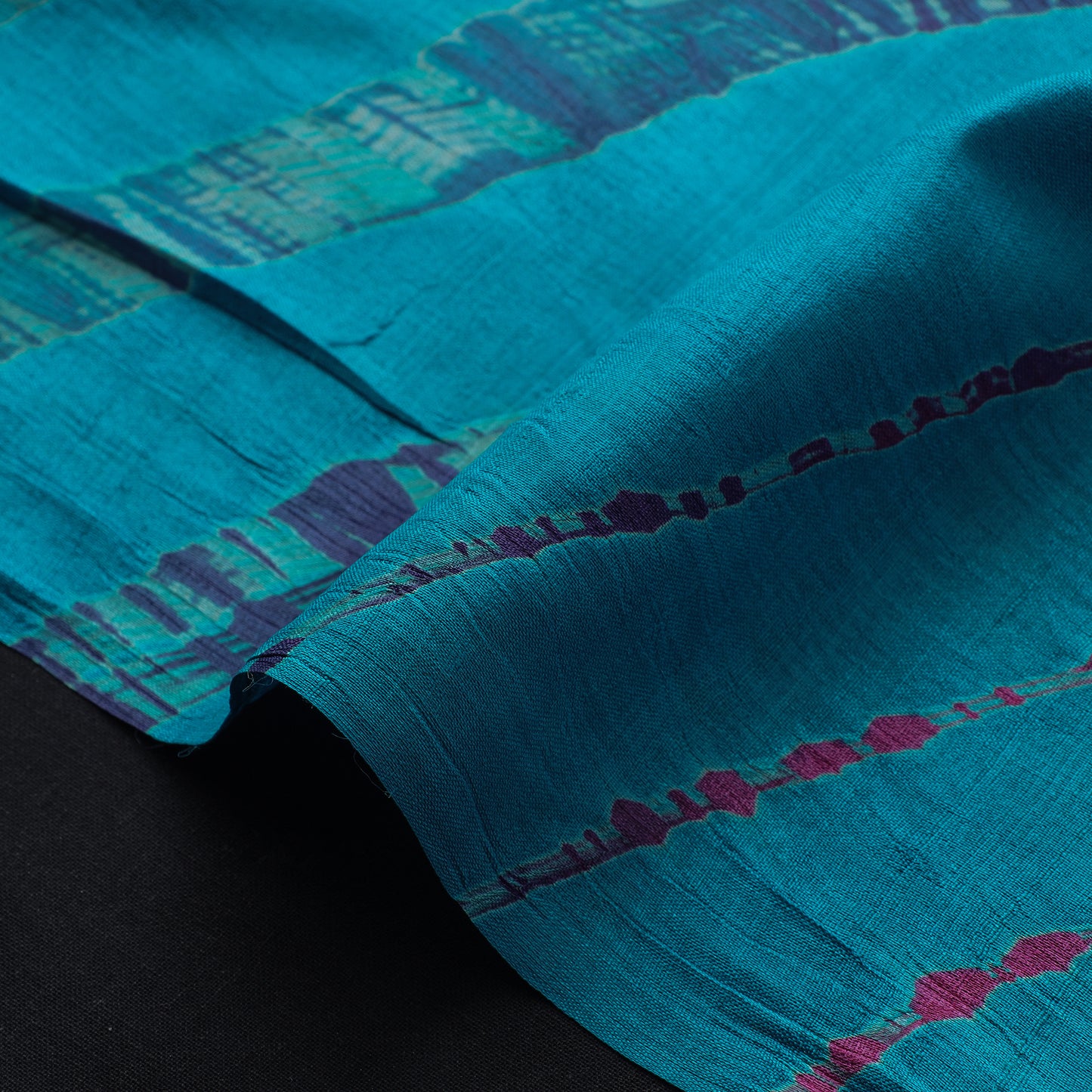 Blue - Leheriya Tie-Dye Tussar Silk Handloom Fabric 48