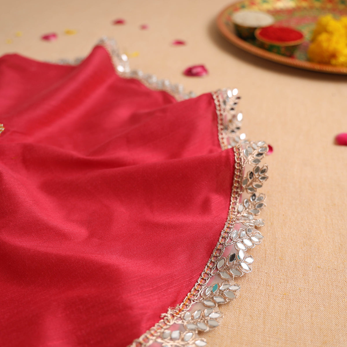 Handcrafted Lace Work Pooja Thali Cover 18