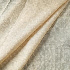 Beige - handwoven pure tussar silk kantha work fabric 03