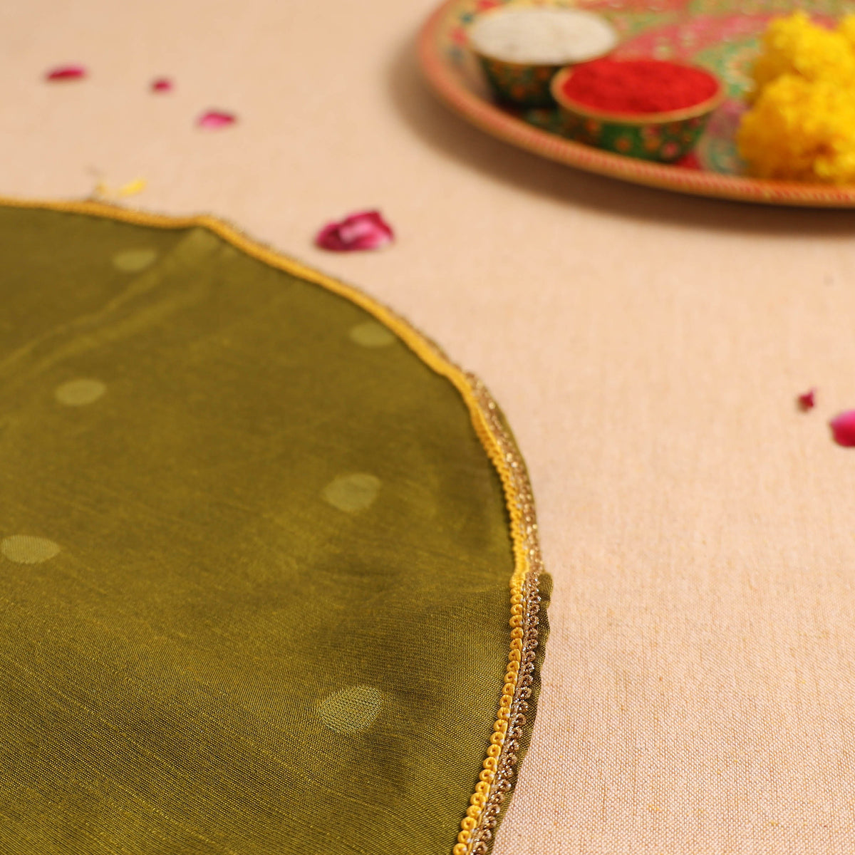 Handcrafted Lace Work Pooja Thali Cover 02
