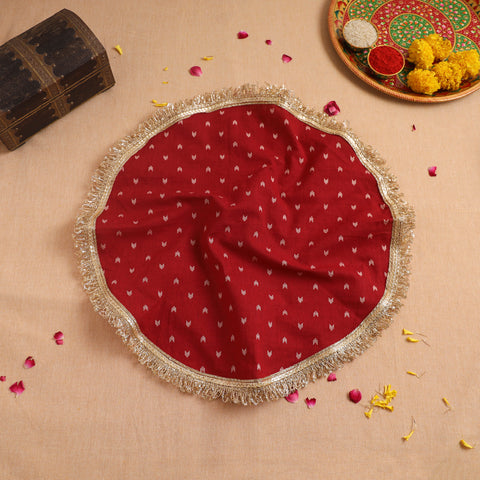 Handcrafted Lace Sequin Work Pooja Thali Cover 03