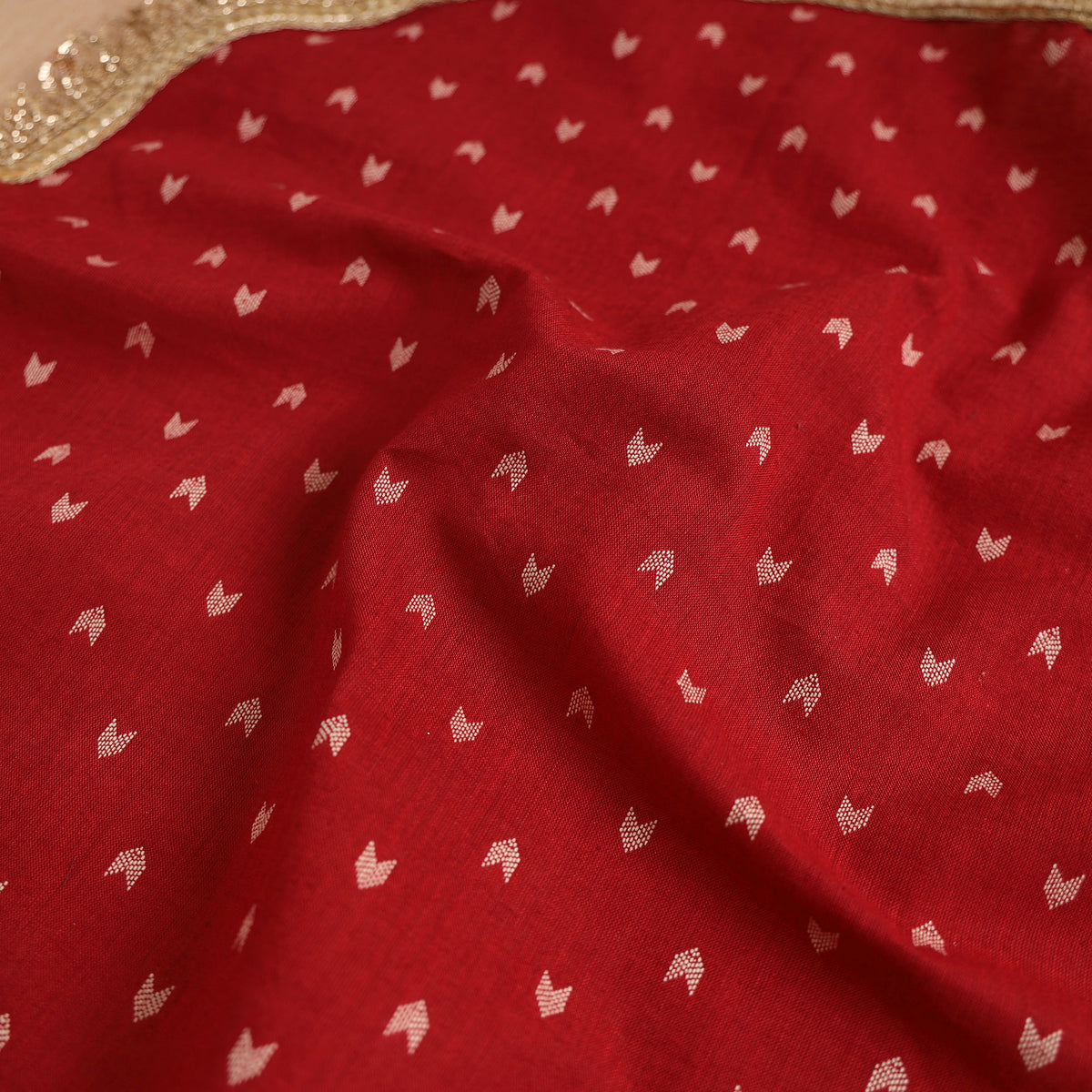 Red - Handcrafted Lace Sequin Work Pooja Thali Cover 03