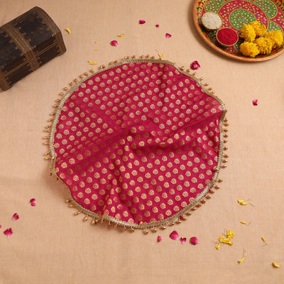 Handcrafted Lace Bead Work Pooja Thali Cover 29