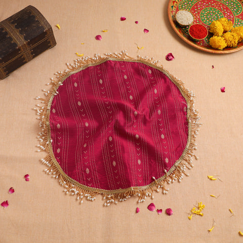 Handcrafted Lace Bead Work Pooja Thali Cover 14