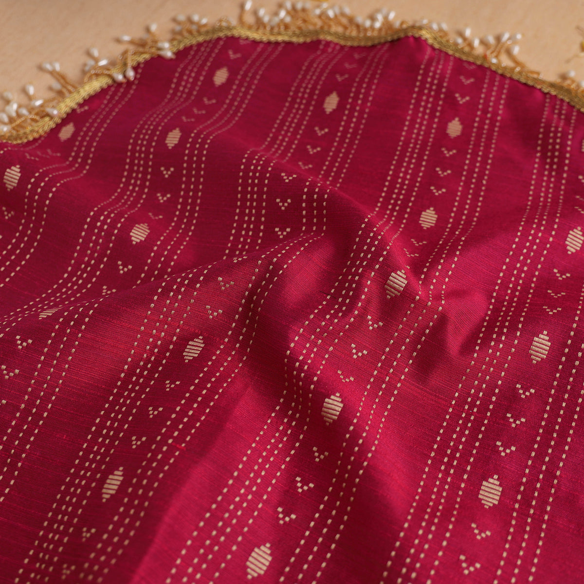 Pink - Handcrafted Lace Bead Work Pooja Thali Cover 14