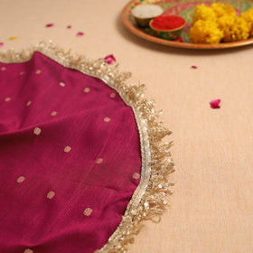 Handcrafted Lace Sequin Work Pooja Thali Cover 15