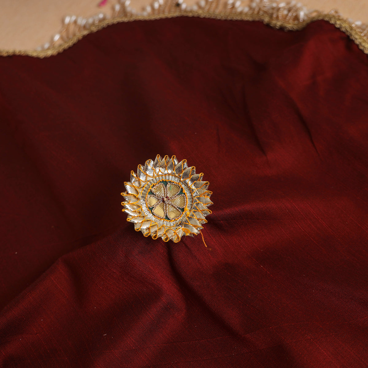 Handcrafted Lace Bead Work Pooja Thali Cover 20