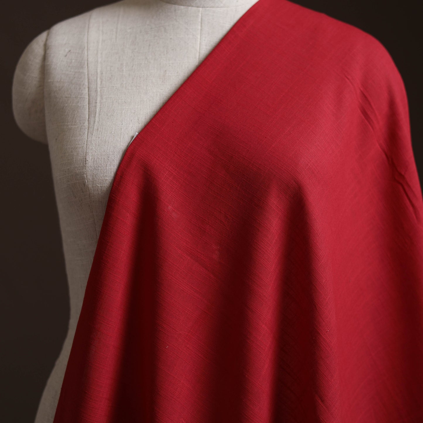 Red - Prewashed Slub Cotton Plain Fabric 43