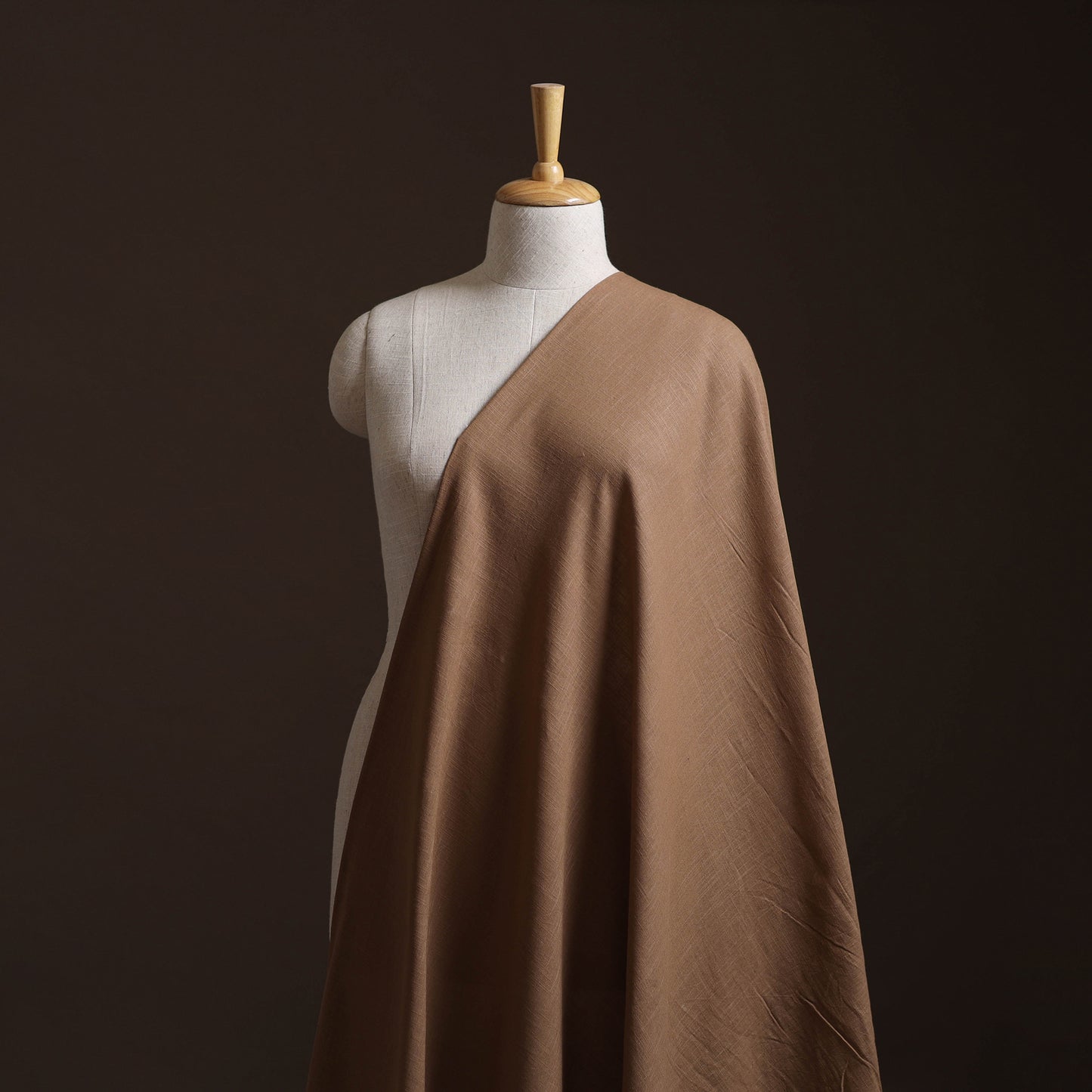Brown - Prewashed Slub Cotton Plain Fabric 45