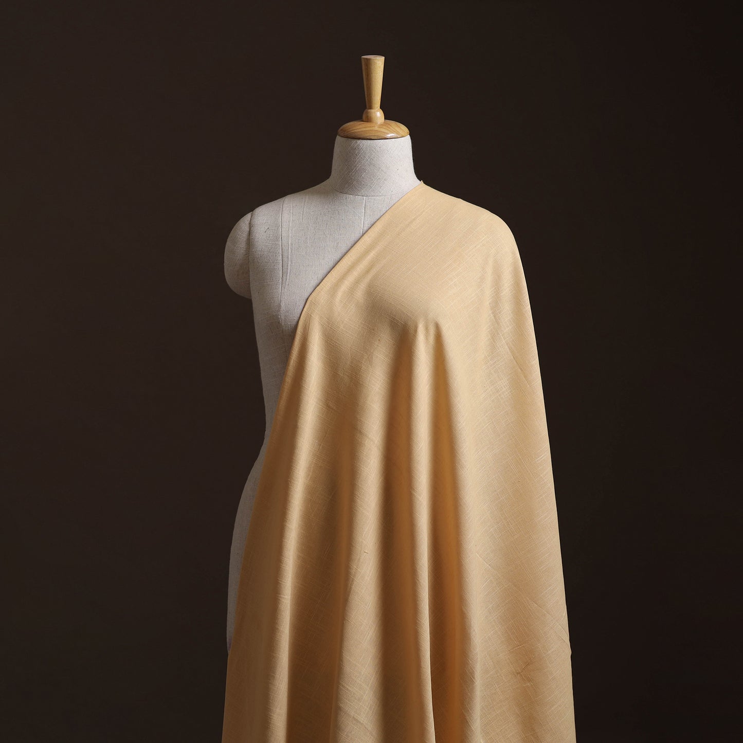 Beige - Prewashed Slub Cotton Plain Fabric 46