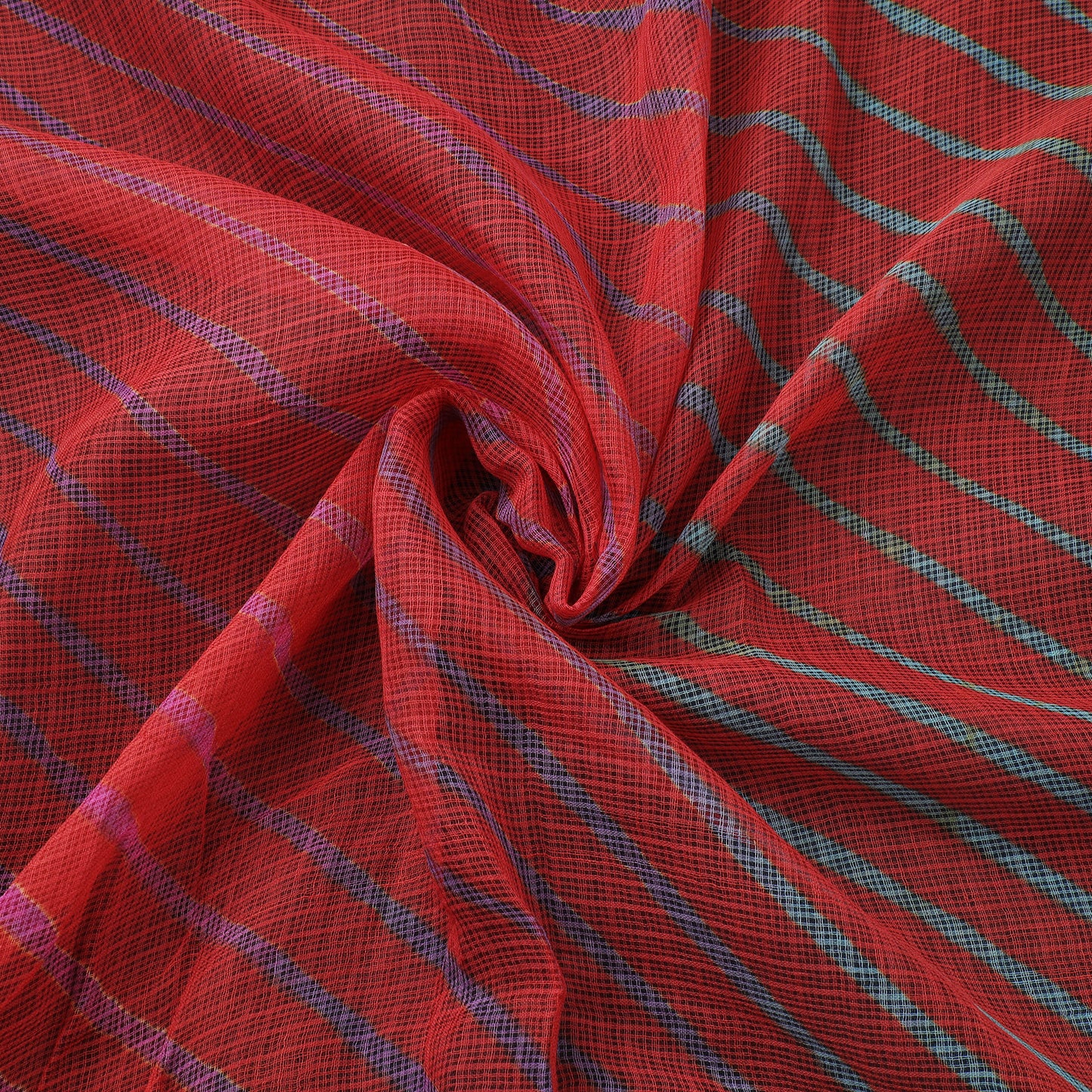 Red - Leheriya Tie-Dye Kota Doria Cotton Fabric 60
