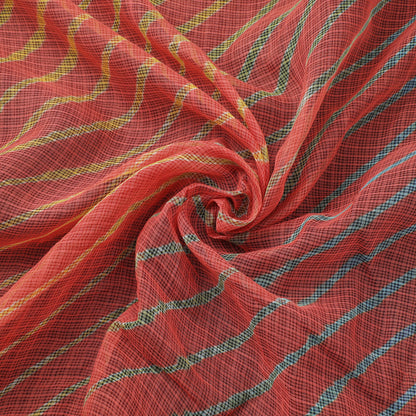 Red - Leheriya Tie-Dye Kota Doria Cotton Fabric 61