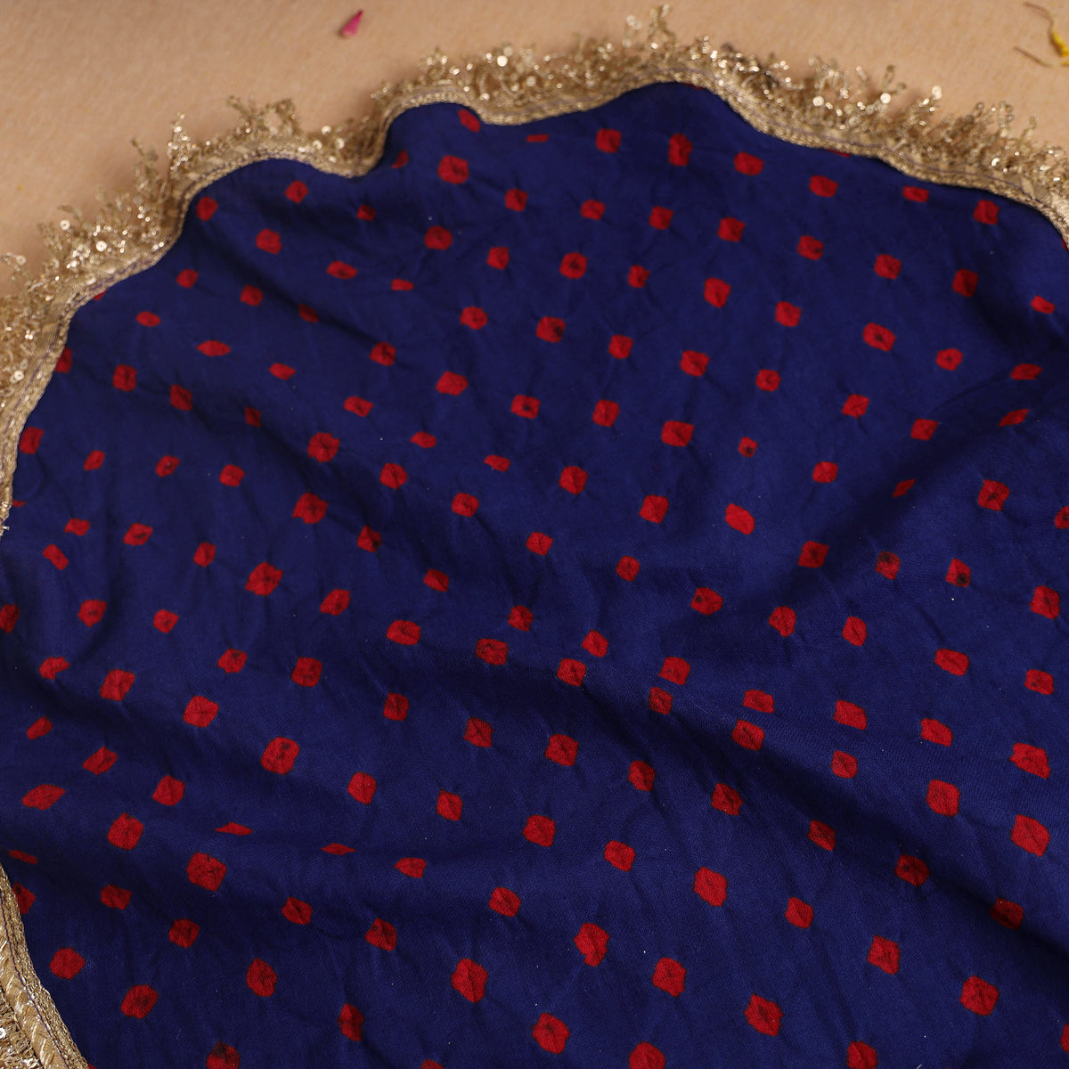 Handcrafted Lace Sequin Work Pooja Thali Cover 33
