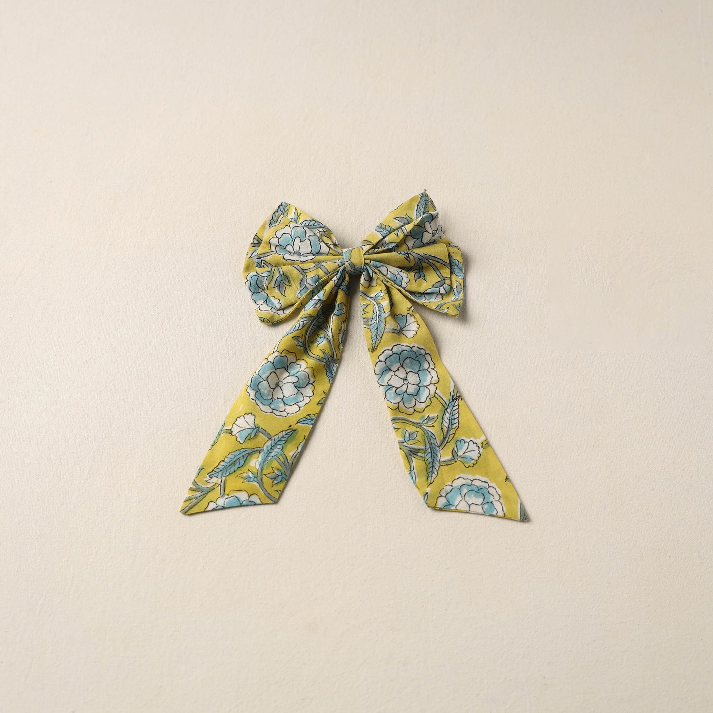 Yellow Handmade Fabric Bow Hair Clip