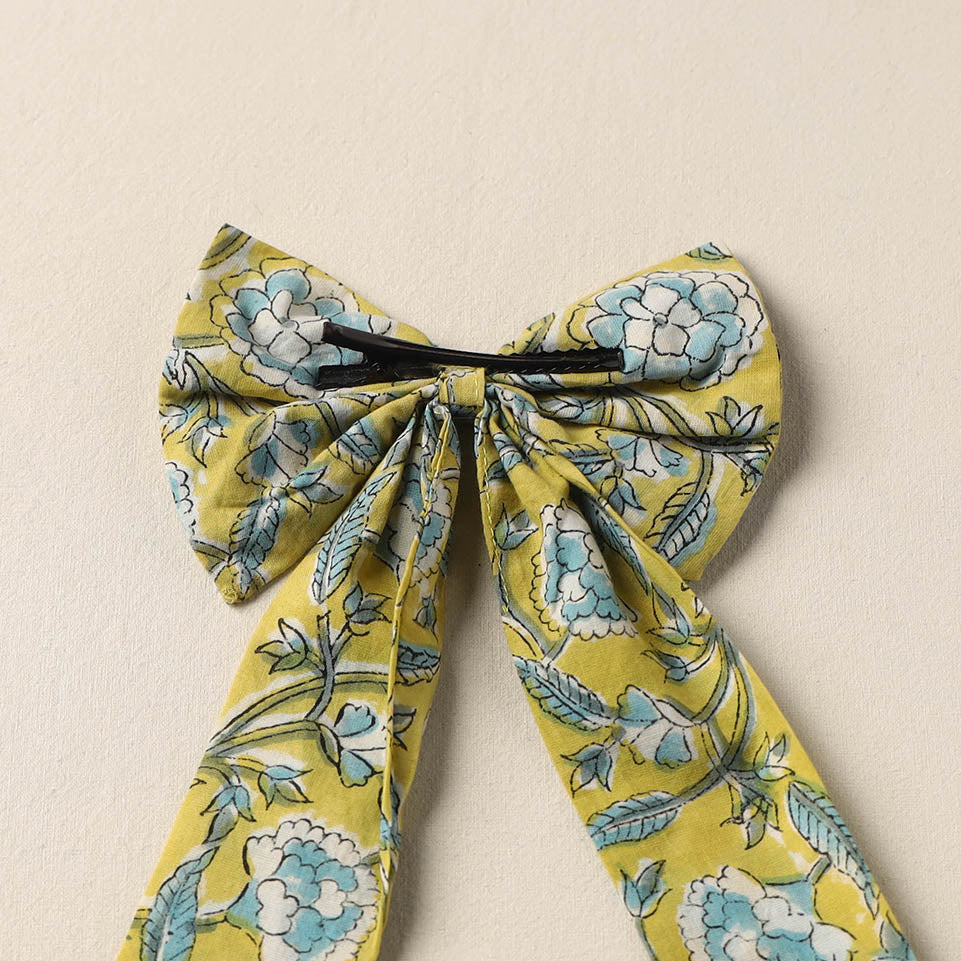 Yellow Handmade Fabric Bow Hair Clip