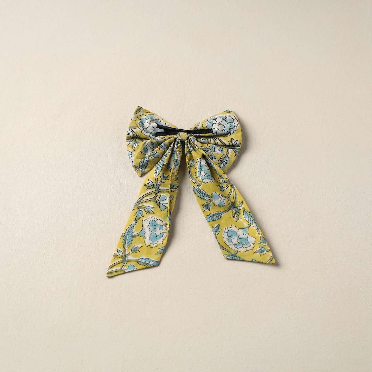 Yellow Handmade Fabric Bow Hair Clip