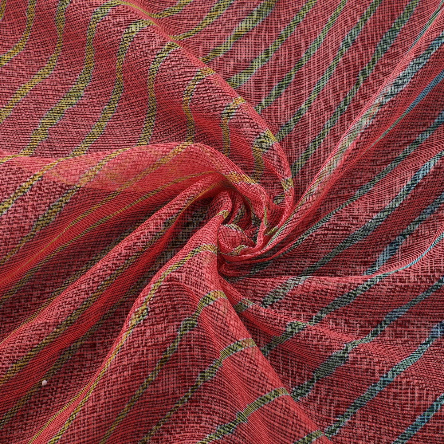 Red - Leheriya Tie-Dye Kota Doria Cotton Fabric 62