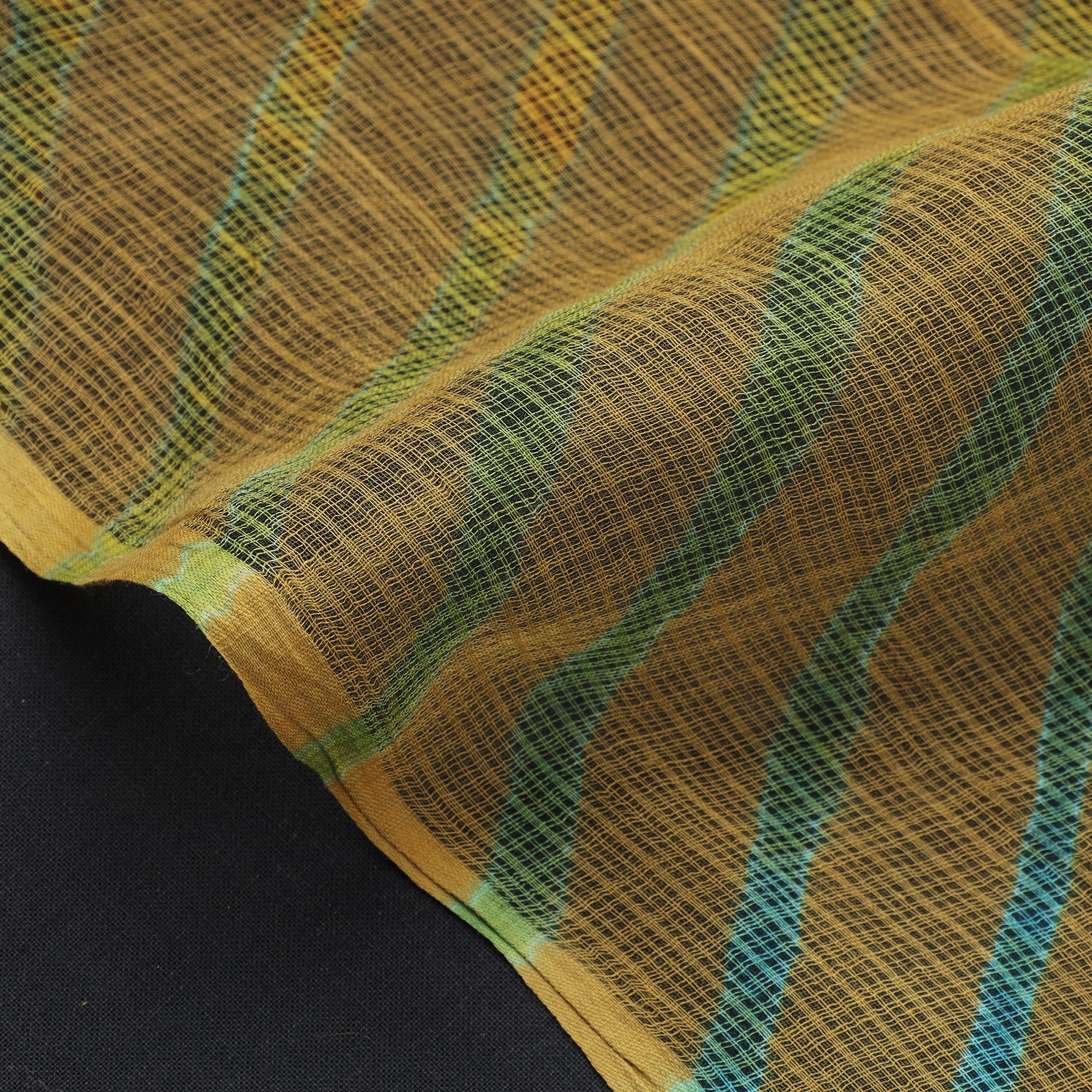 Brown Leheriya Tie-Dye Kota Doria Cotton Fabric