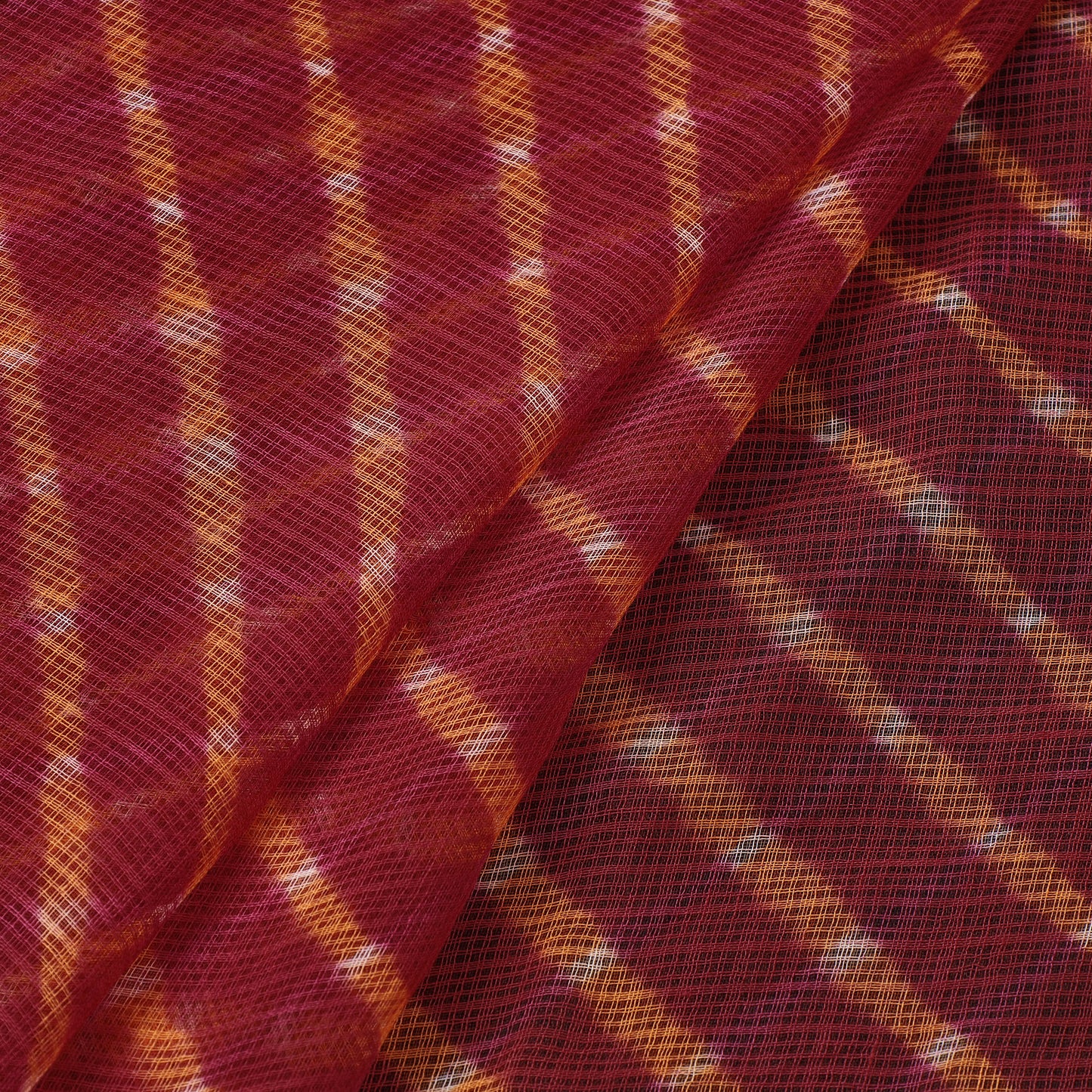 Red - Leheriya Tie-Dye Kota Doria Cotton Fabric 64