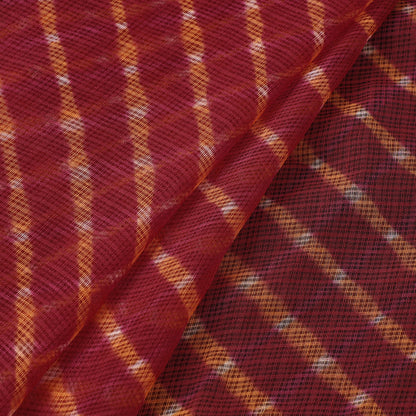 Red - Leheriya Tie-Dye Kota Doria Cotton Fabric 64