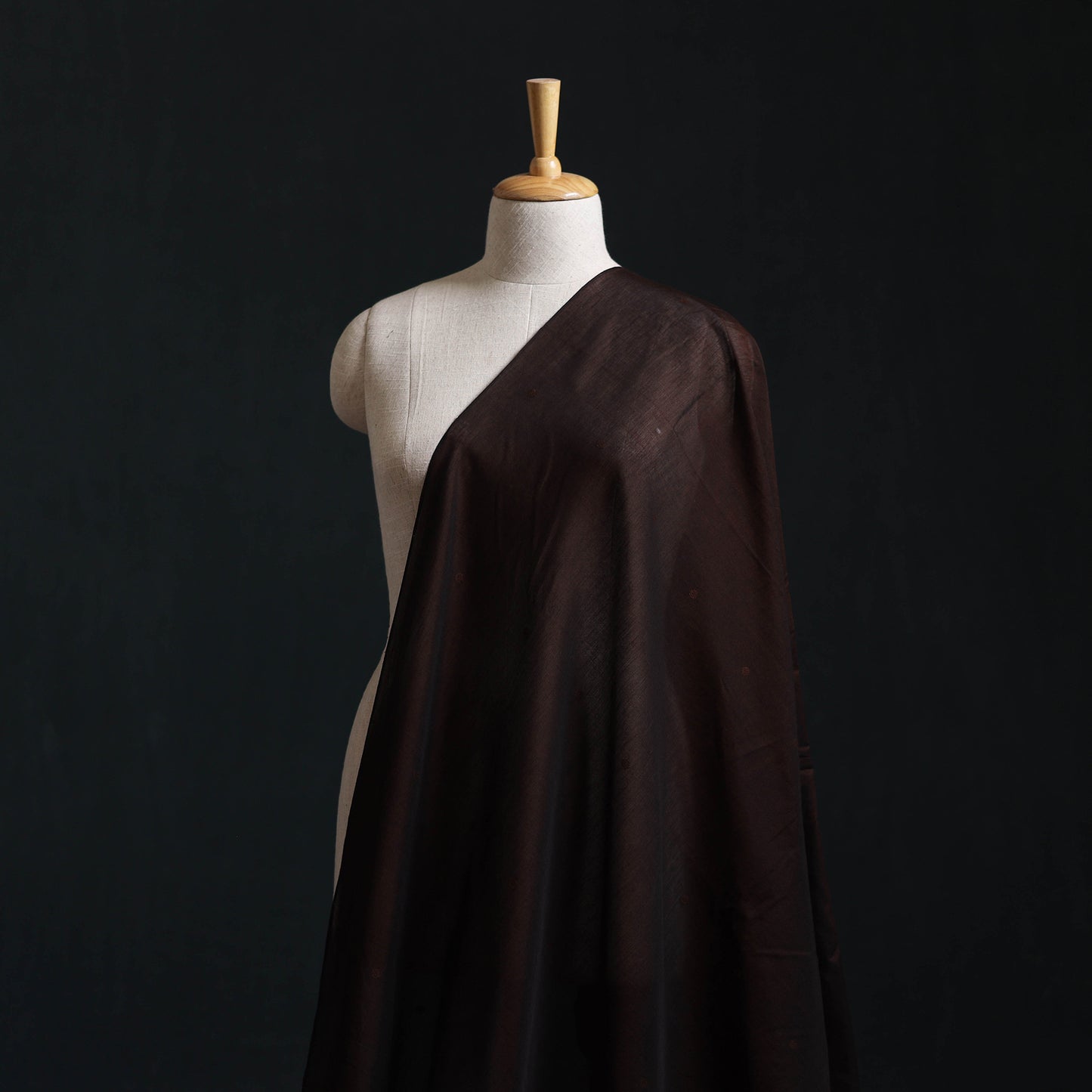 Brown - Handloom Thread Buti Mercerised Cotton Chanderi Fabric 04